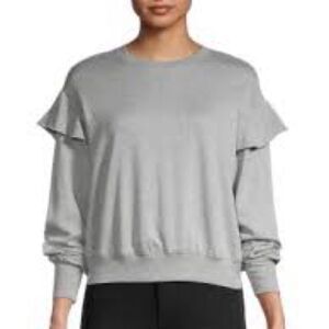 Michael Stars NWT Los Angeles Kacey Ruffle Heather Gray Sweatshirt. Size XS.